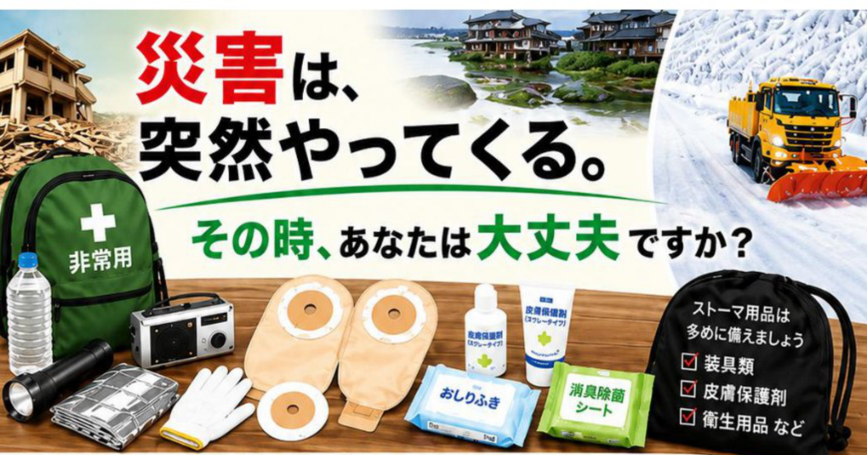オストメイトのための防災ブックレット「災害は、突然やってくる。」